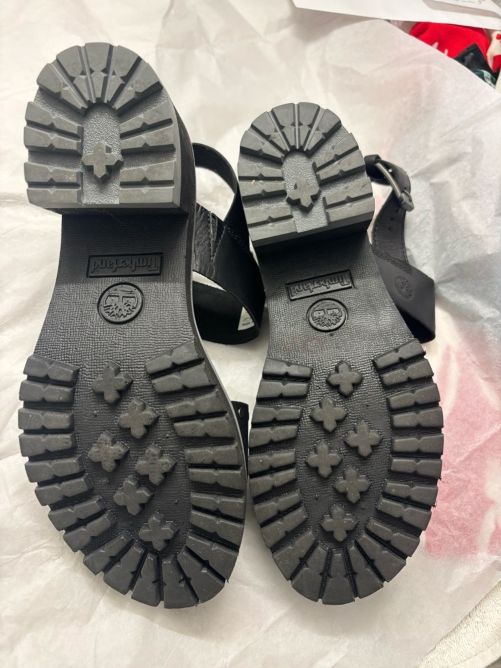 Timberland Black Studded Chunky Sandal Heels - Picture 6 of 8